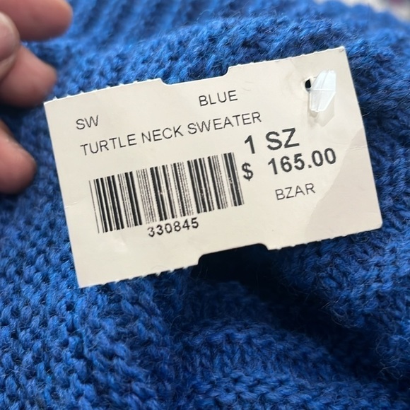 Brand Bazar Blue Turtle Neck Sweater Wool Alpaca Blend 3/4 Sleeve Size ONE SIZE - Picture 9 of 10
